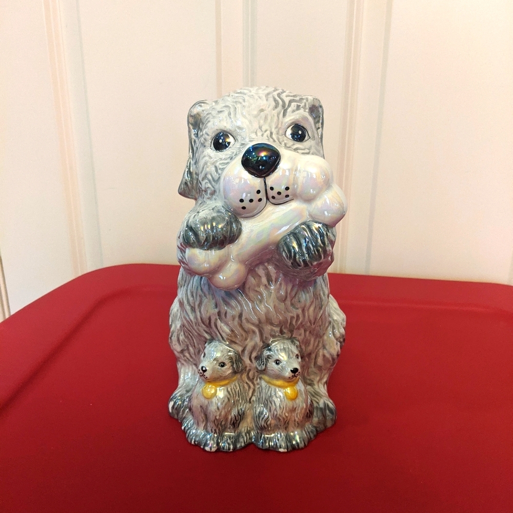 Porcelain Ceramic large dog with puppies statue